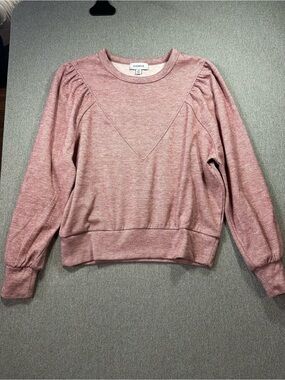 Everly Pink Heather Puff-Sleeve Sweatshirt